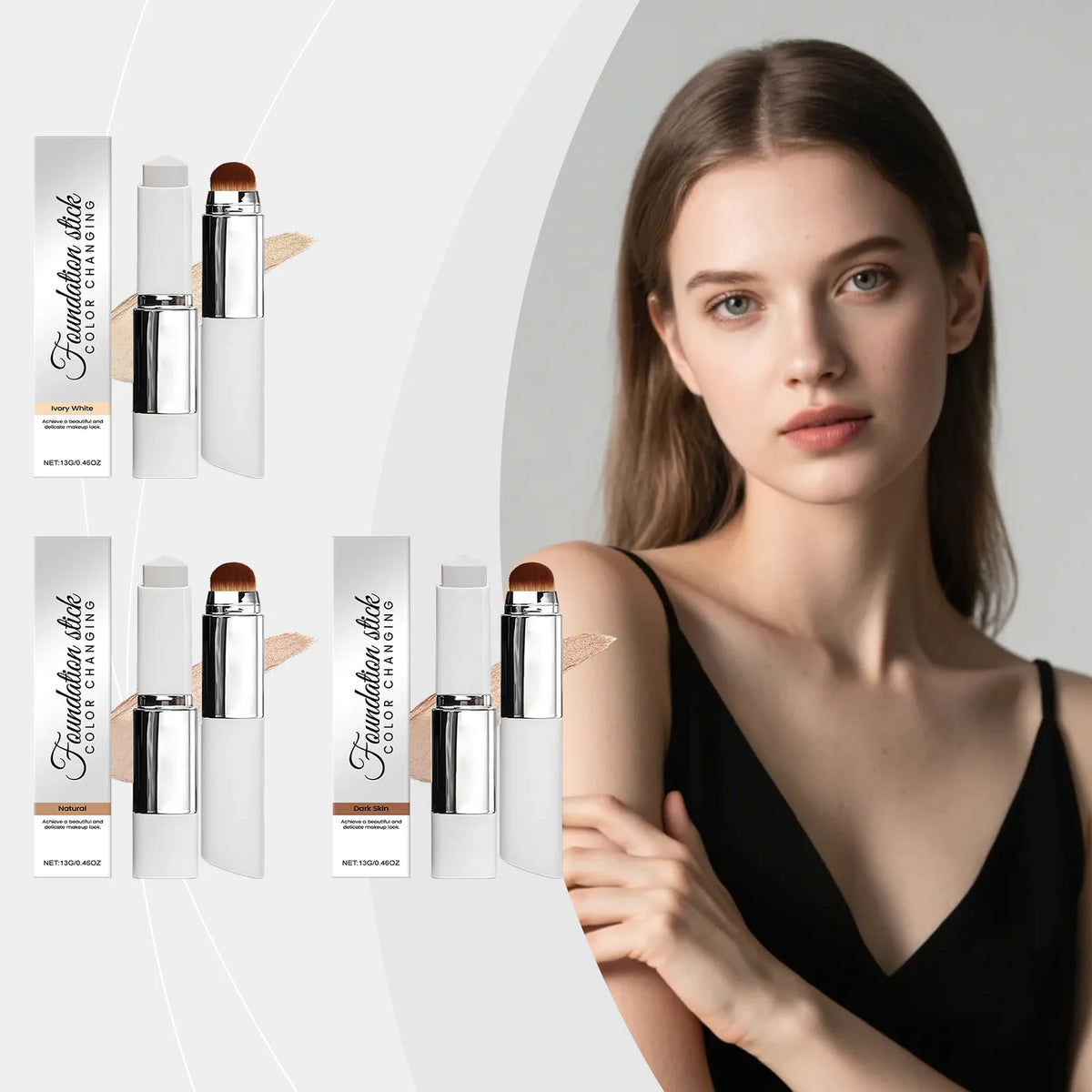 2-in-1 Color-Changing Foundation Stick High Coverage Stick Concealer Waterproof Sweatproof Creamy Texture Portable Quick Makeup - AliExpress 66