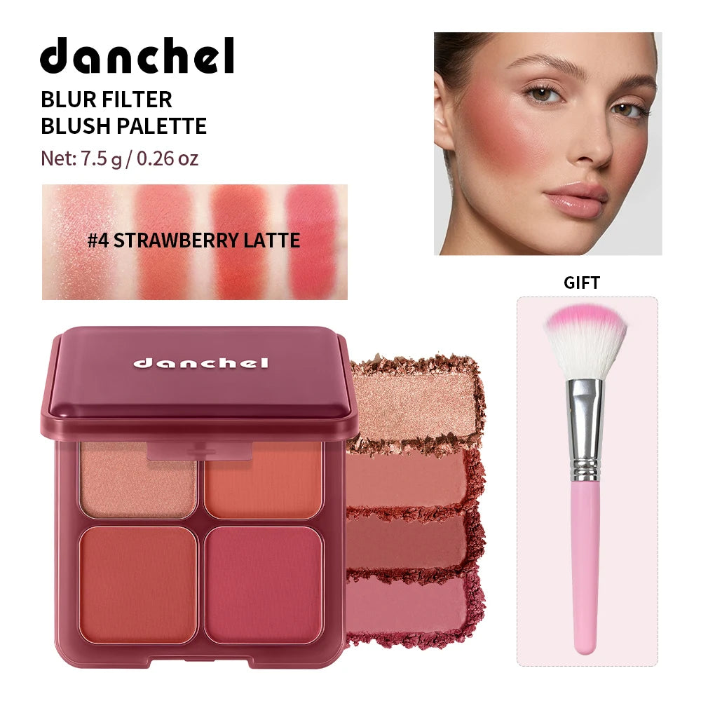 4?Color Blur Filter Blush Palette Matte Pigmented Powder Blush Makeup Palette Natural Flush Cheek Cosmetic With Blush Brush - AliExpress 66