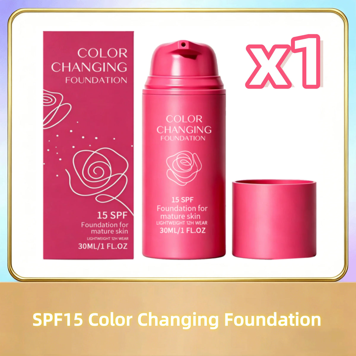 Color Changing Foundation Natural Color SPF15 Sun Protection Full Coverage Conceal Skin Flaws Lightweight Facial Primer Makeup