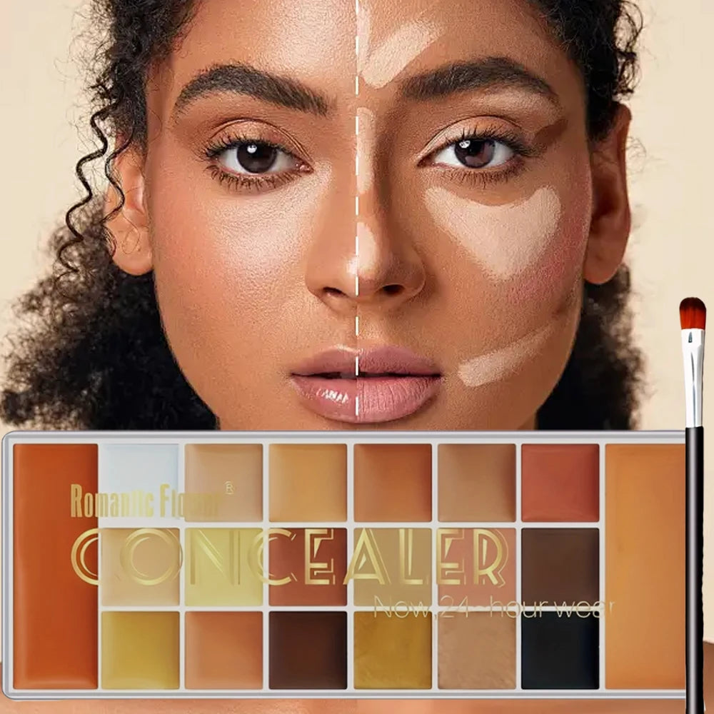 20-Color Concealer Palette with Small Brush Earth Tone Foundation Full Coverage Brightening Water-Resistant Makeup Tray - AliExpress 66
