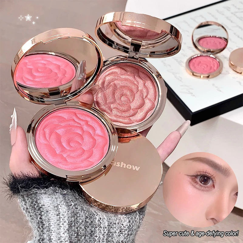 Rose Embossed Blush Palette, 4 Shades High Pigment Blush Powder, Long-lasting Cheek Color Makeup Palette, Portable Blush - AliExpress 66