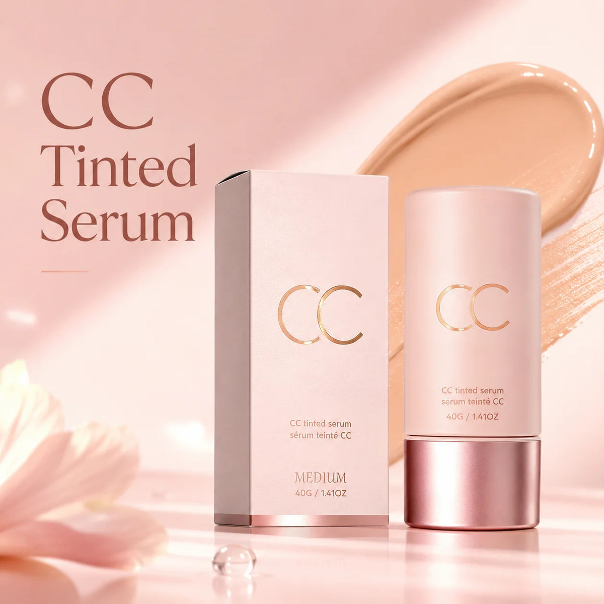 CC Tinted Serum Color Correcting Tinted Serum Self Adapt Skin Tone No Caking Natural Finish Coverage Foundation Serum