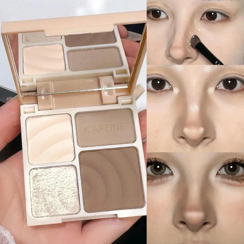 3D Facial Contouring Bronzer Brightening Matte Highlights Palettes 4-colors Eye Shadow Nose Powder Beige Whirlpool Makeup Plate - AliExpress 66
