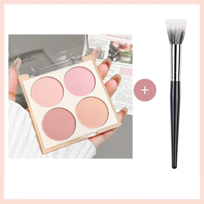 4-color matte blush palette - pinkish purple tones, waterproof, long-lasting natural nude makeup, perfect gift, Korean-style - AliExpress 66