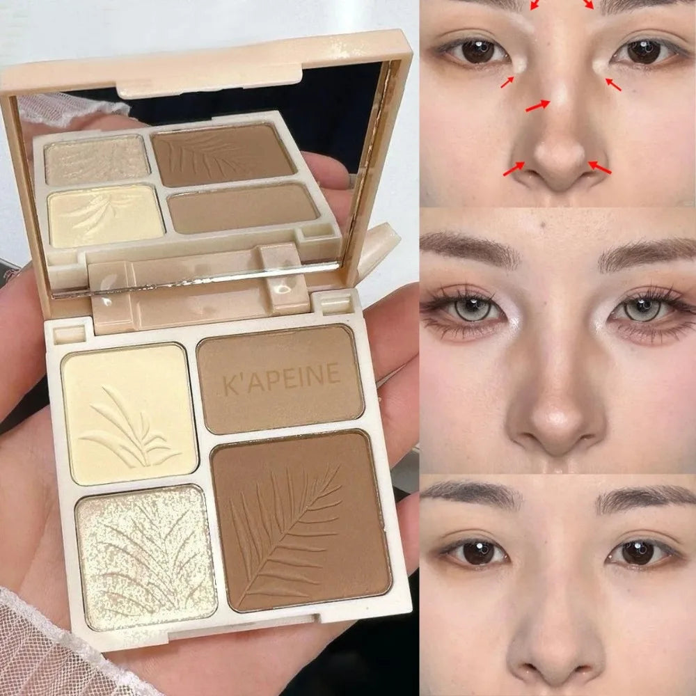 3D Facial Contouring Bronzer Brightening Matte Highlights Palettes 4-colors Eye Shadow Nose Powder Beige Whirlpool Makeup Plate - AliExpress 66