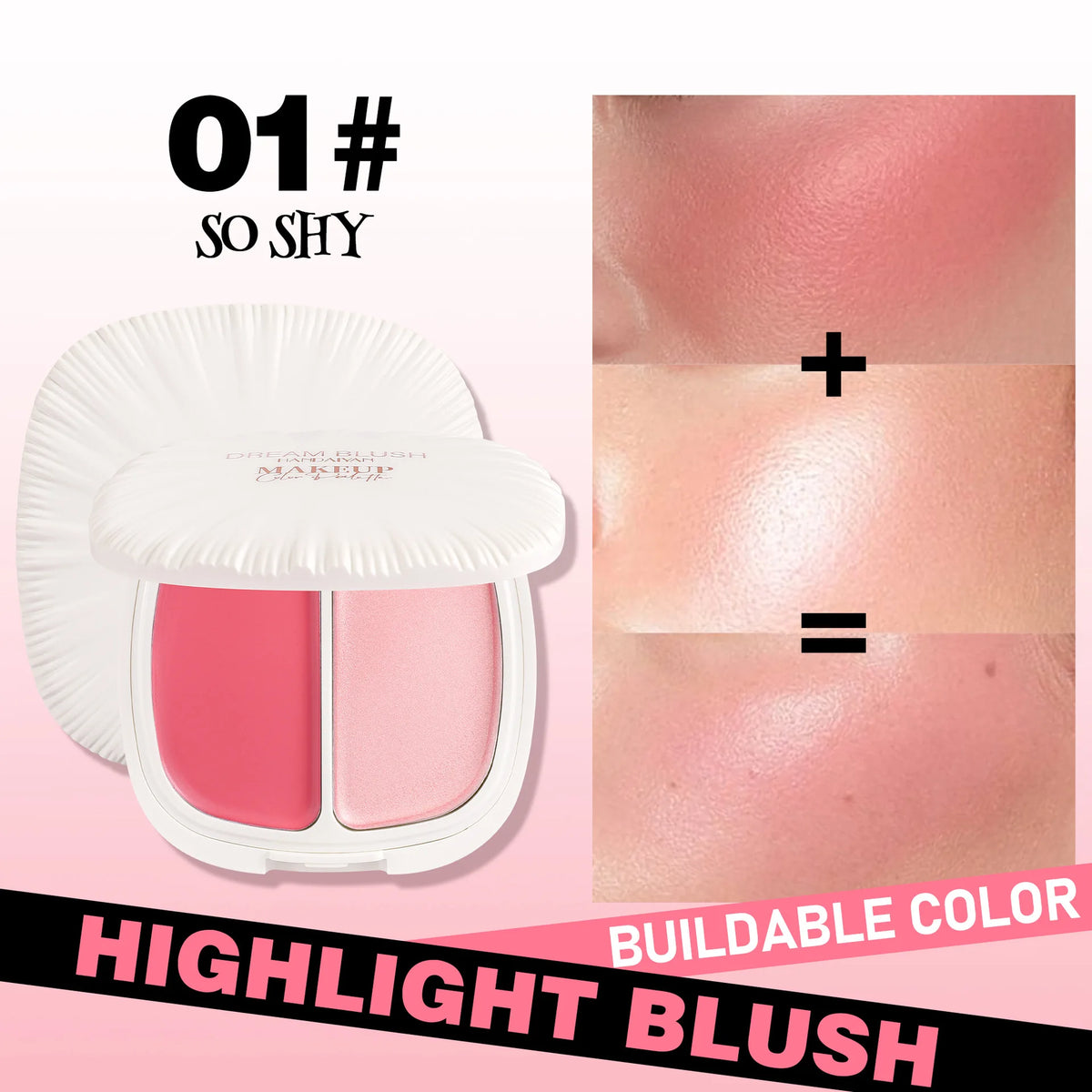 2 In 1 Dream Blush Highlighter Palette Natural Glow Face Contour Long Lasting Luminous Finish Healthy Radiance Duo - AliExpress 66