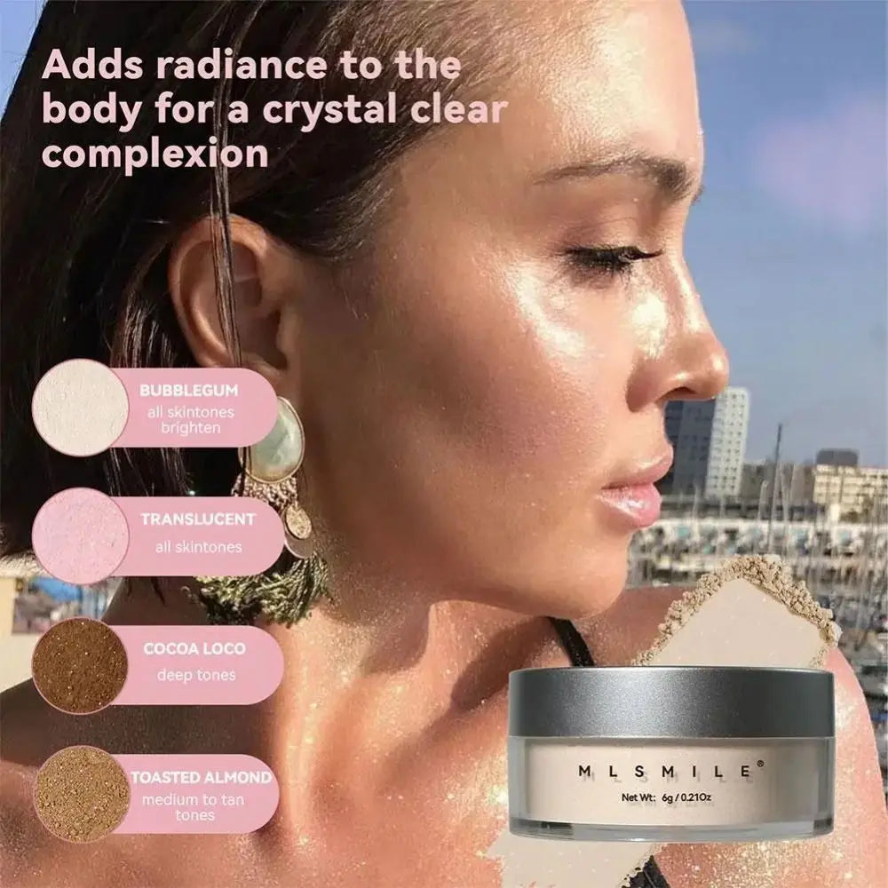 Long Lasting Glitter Setting Powder Pearlescent Natural Finish Face Powder Oil Control Hide Pore Matte Powder Face Makeup
