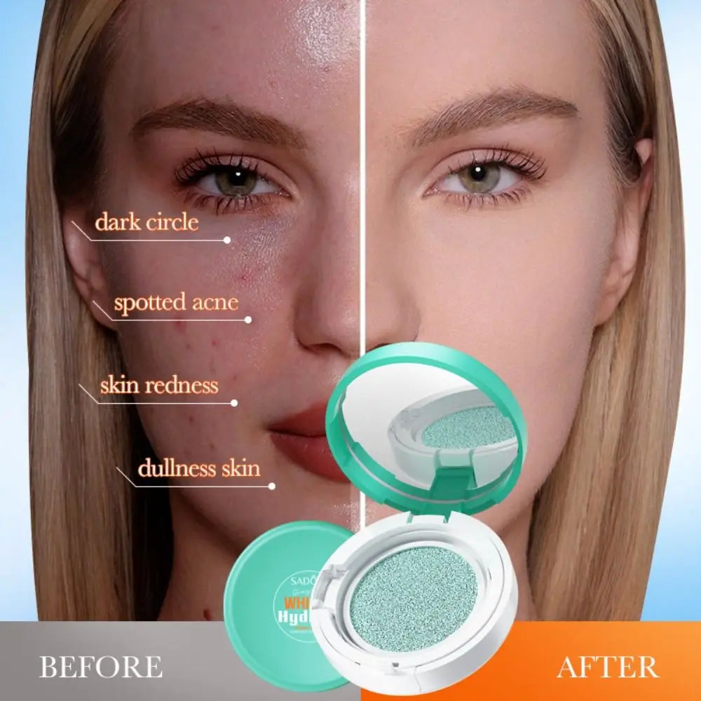 Facial Tinted Sunscreen SPF60 Sun Cushion Oil-Free Moisturizing & Soothing Face BB Cream Lightweight Natural Dewy