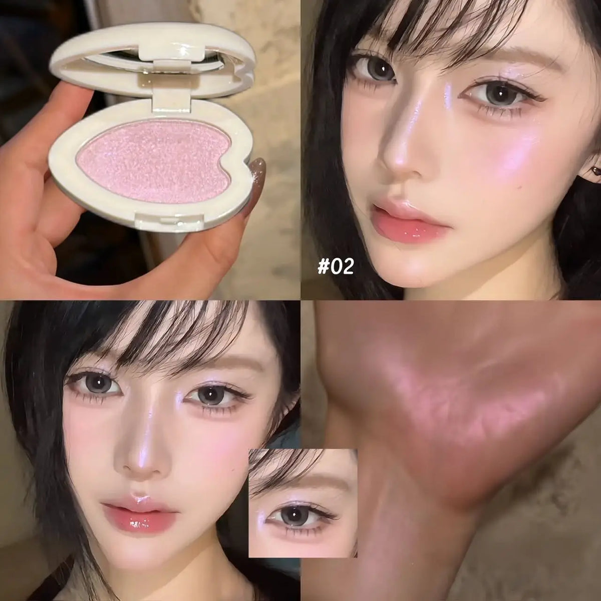Heart Shaped Shimmer Highlighter Clear Glitter Pearl Pink High Gloss Brightening Face Contour Eyeshadow Palette Cosmetic - AliExpress 66