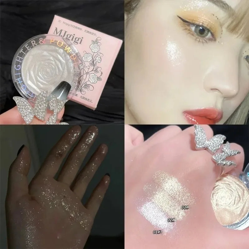 3D Rose Diamond Highlighter Powder Palette Glitter Brighten Makeup Bronzer Shimmer Luxury High Gloss Glow Face Contour Cosmetics - AliExpress 66