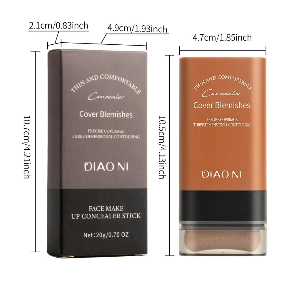 Long-Lasting Foundation Stick with Brush Concealer Brightening Skin Tone Makeup Replacement Beauty Blender for a Natural Look