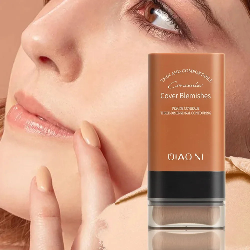 Long-Lasting Foundation Stick with Brush Concealer Brightening Skin Tone Makeup Replacement Beauty Blender for a Natural Look