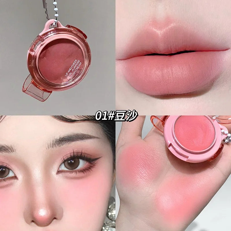 Matte Rose Purple Blush Cream Lip Cheek Multi-Use Lip Mud Lipstick Monochrome Blusher Brightening Face Easy Color Rouge Makeup