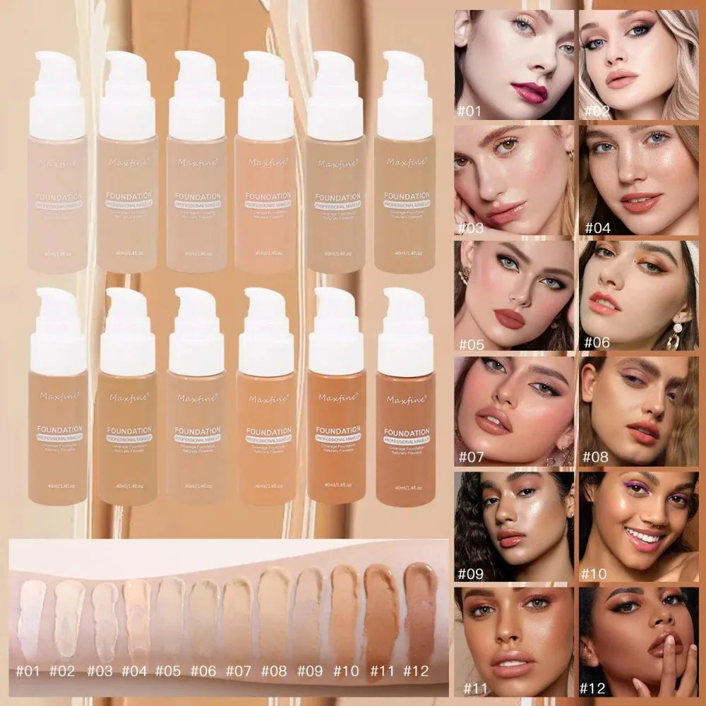 Professional Oil-Control Liquid Face Foundation Waterproof Full Coverage Matte Base Long Lasting Makeup Base
